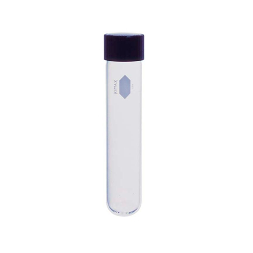 18336. TUBO DE CULTIVO DE VIDRIO 25X200MM DECORADO C/TAPON DE ROSCA PAQUETE C/3 PIEZAS - KIMAX