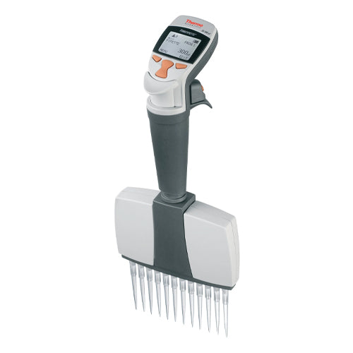 3703. MICROPIPETA MULTICANAL 8 CANALES VOLUMEN VARIABLE 30-300UL ELECTRONICA NOVUS NARANJA - FINNPIPETTE