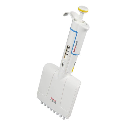 3752. MICROPIPETA MULTICANAL 8 CANALES VOLUMEN VARIABLE 5-50UL F1 AMARILLO - FINNPIPETTE
