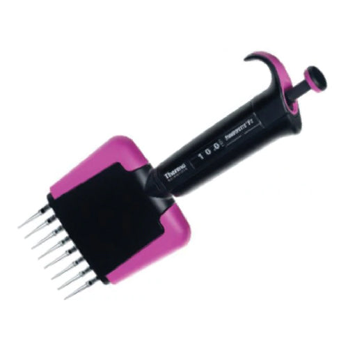 3749. MICROPIPETA MULTICANAL 8 CANALES VOLUMEN VARIABLE 1-10 UL F2 ROSA - FINNPIPETTE