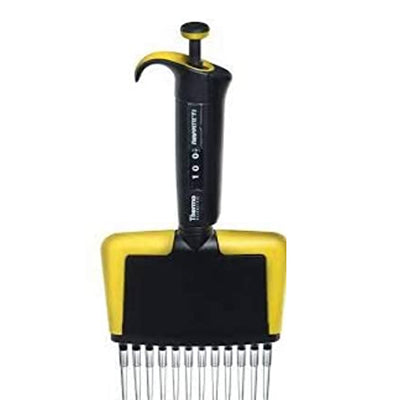 3743. MICROPIPETA MULTICANAL 12 CANALES VOLUMEN VARIABLE 5-50UL F2 AMARILLO - FINNPIPETTE