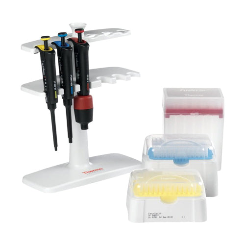 3704. MICROPIPETAS GLP F2 KIT: 10-100UL, 100-1000UL, 1-10ML, 3 RACKS PUNTAS Y SOPORTE - FINNPIPETTE