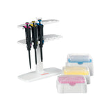 50607. MICROPIPETAS GLP F2 KIT 4 CON 3: 2-20UL, 20-200UL, 100-1000UL, 3 RACKS PUNTAS Y SOPORTE - FINNPIPETTE