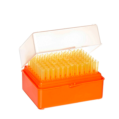 3297. PUNTAS 200UL AMARILLAS NO ESTERIL C/BISAGRAS DE AJUSTE UNIVERSAL GRADUADA (5 RACKS C/96 PIEZAS) CORNING
