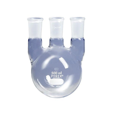 1325. MATRAZ DESTILACION DE VIDRIO 3 BOCAS VERTICAL 2LT JUNTA 24/40 - PYREX