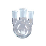 15193. MATRAZ DESTILACION DE VIDRIO 2LT, 3 BOCAS VERTICAL JUNTA CENTRAL 45/50 LATERALES 24/40 - PYREX