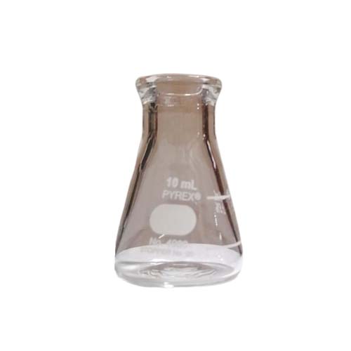 10751. MATRAZ ERLENMEYER DE VIDRIO 10ML BOCA ANGOSTA C/BORDE DE ALTA RESISTENCIA, REUSABLE PAQUETE C/2 PIEZAS PYREX