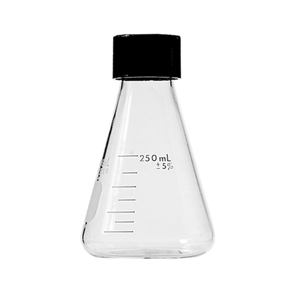 50371. MATRAZ ERLENMEYER DE VIDRIO 500ML BOCA ANGOSTA, GRADUADO C/TAPON DE ROSCA FENOLICO - PYREX