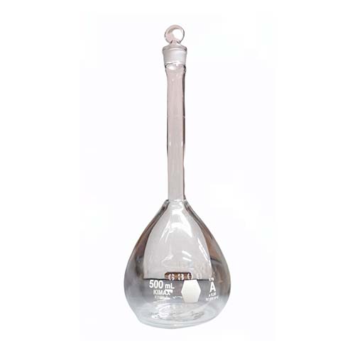 10890. MATRAZ VOLUMETRICO DE VIDRIO 10ML CLASE A CERTIFICADO INDIVIDUAL C/TAPON VIDRIO - KIMAX