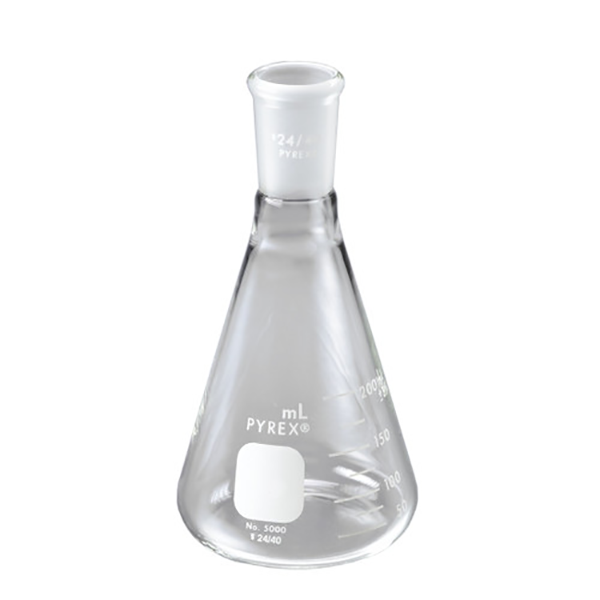 2832. MATRAZ ERLENMEYER DE VIDRIO 125ML BOCA ANGOSTA JUNTA 24/40 - PYREX