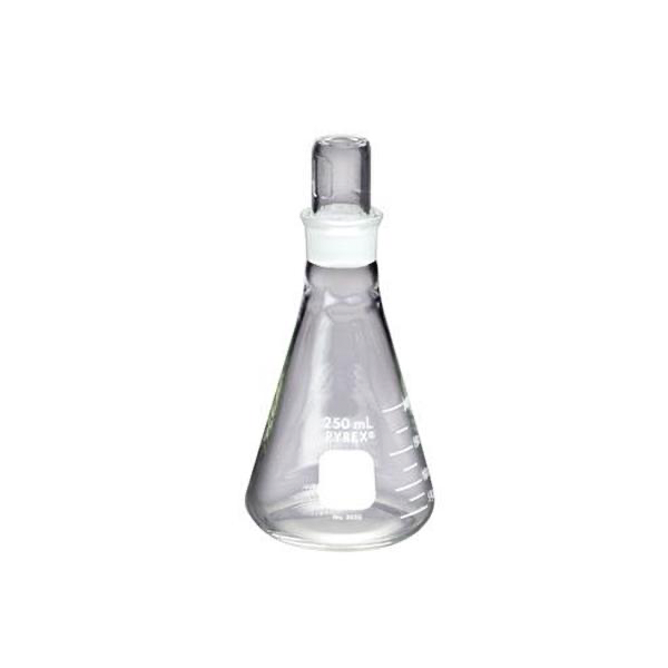 2758. MATRAZ ERLENMEYER DE VIDRIO 250ML BOCA ANGOSTA C/TAPON ESMERILADO - PYREX