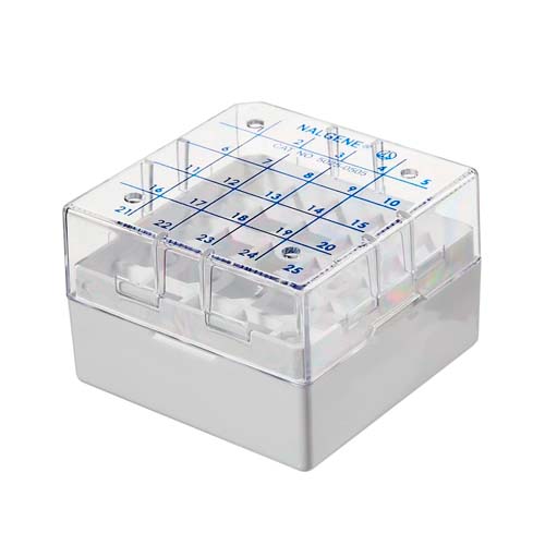 13746. CAJA DE CRIOCONSERVACION DE POLICARBONATO BLANCO P/25 VIALES 1.2/2ML NALGENE