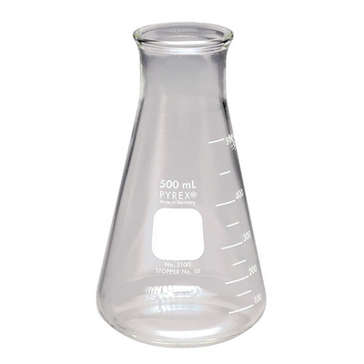 2901. MATRAZ ERLENMEYER DE VIDRIO 500ML BOCA ANCHA REFORZADO PYREX