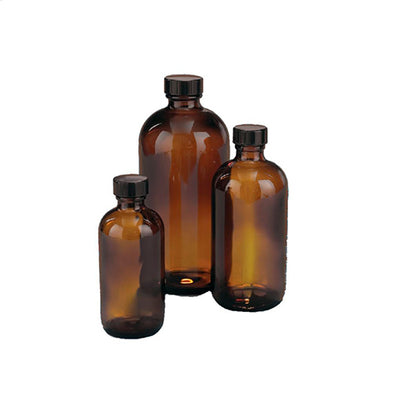 11653. FRASCO VIDRIO AMBAR 500ML TIPO BOSTON PAQUETE C/5 PIEZAS KIMBLE