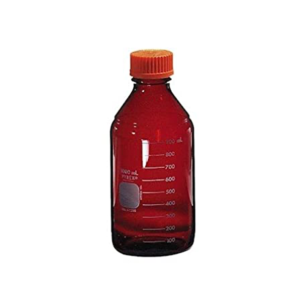 50739. FRASCO VIDRIO AMBAR 500ML P/MEDIO DE CULTIVO, GRADUADO BAJO ACTINICO C/TAPON DE ROSCA NARANJA - PYREX