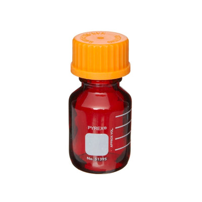 11535.FRASCO VIDRIO AMBAR 5LT P/MEDIO DE CULTIVO, GRADUADO BAJO ACTINICO C/TAPON DE ROSCA NARANJA - PYREX