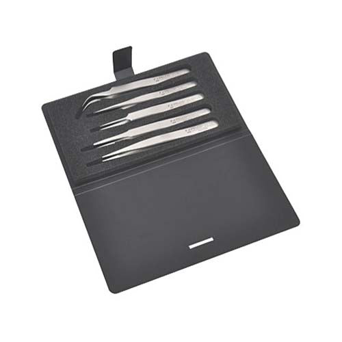 22677. SET DE PINZAS ALTA PRECISION NM-SS C/FUNDA DE PLASTICO INCLUYEN 5367-10NM, 5367-11NM, 5367-9NM, 5367-5NM, 5367-7NM PELCO-TED PELLA