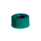 14300. TAPON DE ROSCA DE POLIPROPILENO COLOR VERDE PARA VIAL DE 9MM C/SEPTA DE PTFE/CAUCHO DE BUTILO C/100 PIEZAS - FINNERAN