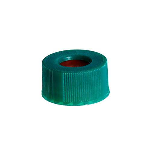 14300. TAPON DE ROSCA DE POLIPROPILENO COLOR VERDE PARA VIAL DE 9MM C/SEPTA DE PTFE/CAUCHO DE BUTILO C/100 PIEZAS - FINNERAN