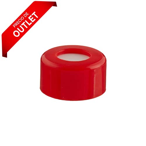 3232. TAPON DE ROSCA DE POLIPROPILENO ROJO DE 9MM RAM C/SEPTA DE PTFE/SILICON  PAQUETE(S) CON 100 PIEZAS FINNERAN