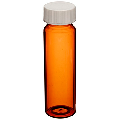 5475. VIAL VIDRIO AMBAR 20ML TAPA CERRADA DE PP DE 24-400MM LINER PTFE CLASE 3 CAJA C/100 PIEZAS - FINNERAN