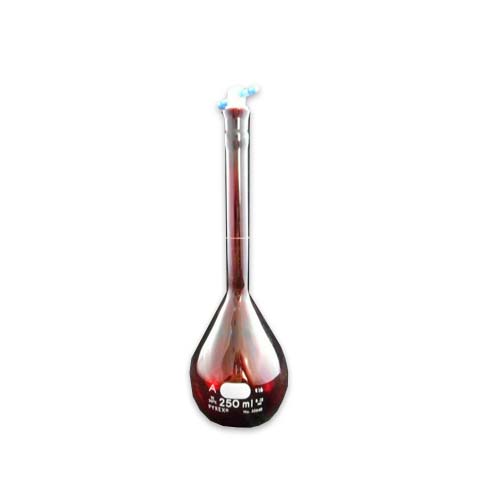 15256. MATRAZ VOLUMETRICO DE VIDRIO 250ML CLASE A BAJO ACTINICO C/TAPON ESMERILADO - PYREX