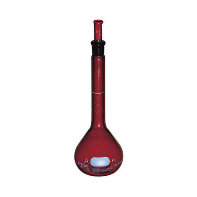 1311. MATRAZ VOLUMETRICO DE VIDRIO CLASE A BAJO ACTINICO 2LT C/TAPON ESMERILADO - PYREX