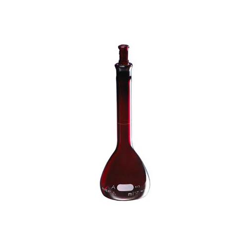 15250. MATRAZ VOLUMETRICO DE VIDRIO 1LT CLASE A CERTIFICADO/SERIALIZADO BAJO ACTINICO C/TAPON ESMERILADO - PYREX