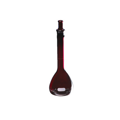 2630. MATRAZ VOLUMETRICO DE VIDRIO 250ML CLASE A CERTIFICADO/SERIALIZADO BAJO ACTINICO C/TAPON ESMERILADO - PYREX