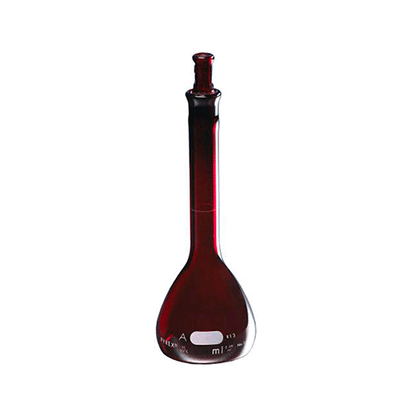 2249. MATRAZ VOLUMETRICO DE VIDRIO 500ML CLASE A CERTIFICADO/SERIALIZADO BAJO ACTINICO C/TAPON ESMERILADO - PYREX