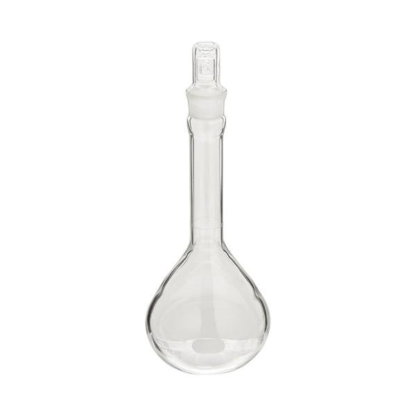 1292. MATRAZ VOLUMETRICO DE VIDRIO CLASE A 50ML BOCA ANCHA PARED GRUESA C/TAPON ESMERILADO - PYREX
