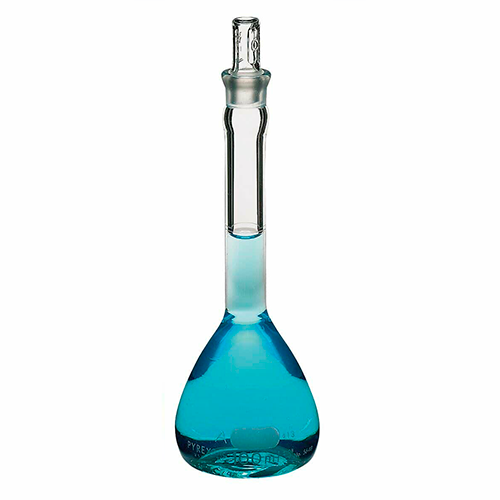 5813. MATRAZ VOLUMETRICO DE VIDRIO 200ML CLASE A LINEA BLANCA C/TAPON ESMERILADO - PYREX