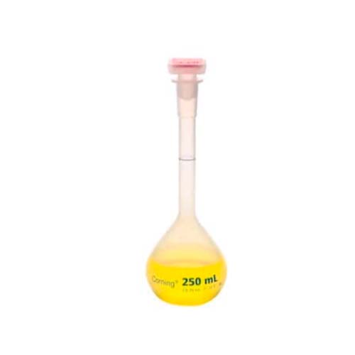 16225. MATRAZ VOLUMETRICO DE PLASTICO 250ML CLASE B C/TAPON PLASTICO - CORNING