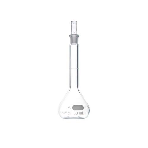 15270. MATRAZ VOLUMETRICO DE VIDRIO 50ML CLASE A C/TAPON DE POLIETILENO - PYREX