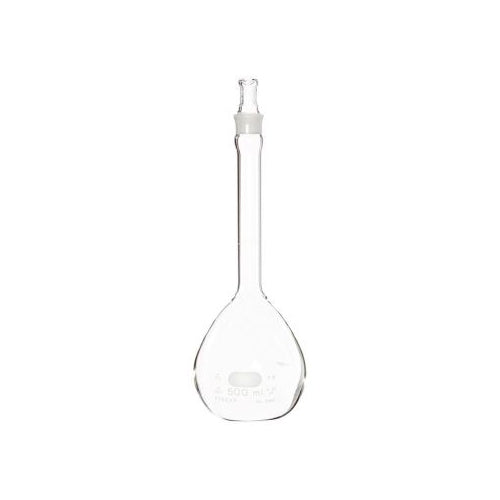 10765. MATRAZ VOLUMETRICO DE VIDRIO 500ML CLASE A CERTIFICADO/SERIALIZADO C/TAPON ESMERILADO - PYREX