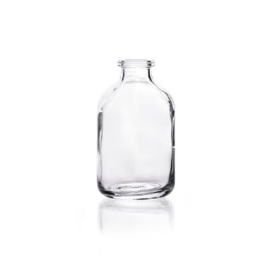 11604. FRASCO DE VIDRIO CLARO 200ML REDONDO P/SUERO, DISEÑADO P/SELLO DE ALUMINIO ENGARZADO (NO INCLUIDO) PAQUETE C/2 PIEZAS  - KIMAX