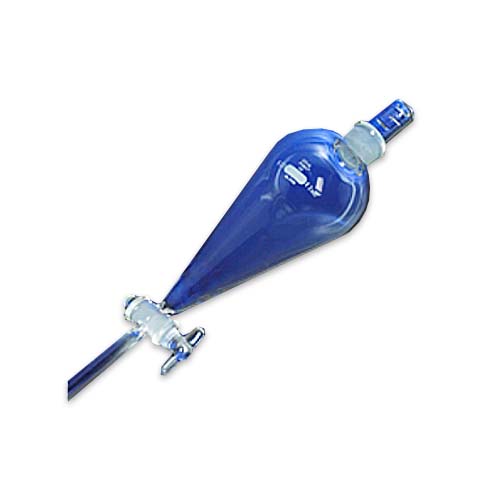 15220. EMBUDO DE SEPARACION DE VIDRIO 1LT FORMA PERA C/LLAVE DE VIDRIO Y TAPON ESMERILADO - PYREX
