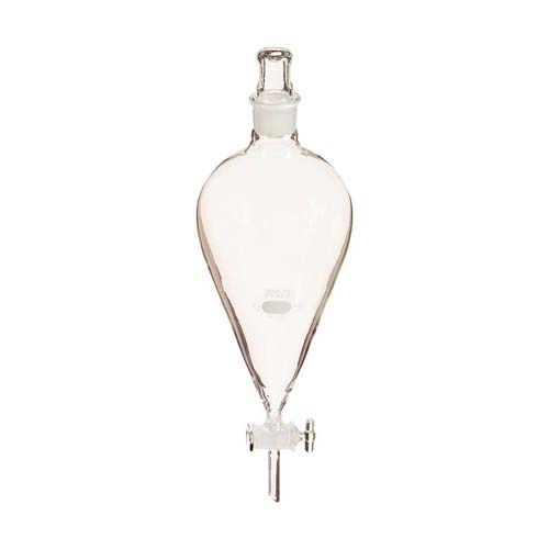 15224. EMBUDO DE SEPARACION DE VIDRIO 2LT FORMA PERA C/LLAVE DE VIDRIO Y TAPON ESMERILADO - PYREX
