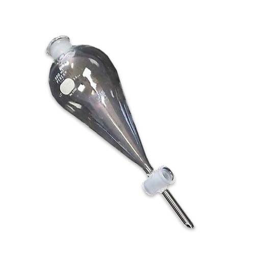 10769. EMBUDO DE SEPARACION DE VIDRIO 500ML FORMA PERA C/LLAVE DE VIDRIO Y TAPON ESMERILADO - PYREX