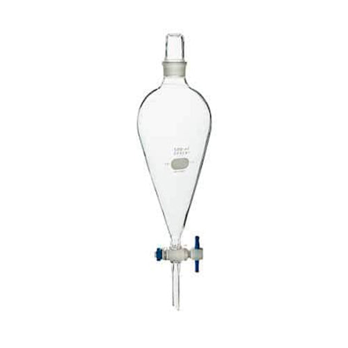 10770. EMBUDO DE SEPARACION DE VIDRIO 125ML FORMA PERA C/LLAVE DE TEFLON Y TAPON ESMERILADO - PYREX