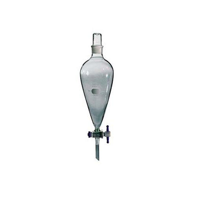 15227. EMBUDO DE SEPARACION DE VIDRIO 4LT FORMA PERA C/LLAVE DE TEFLON Y TAPON ESMERILADO - PYREX