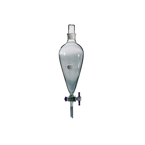 15227. EMBUDO DE SEPARACION DE VIDRIO 4LT FORMA PERA C/LLAVE DE TEFLON Y TAPON ESMERILADO - PYREX