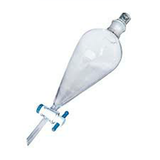 5819. EMBUDO DE SEPARACION DE VIDRIO 500ML FORMA PERA C/LLAVE DE TEFLON Y TAPON ESMERILADO - PYREX