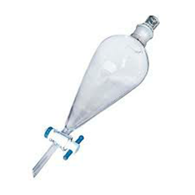 5819. EMBUDO DE SEPARACION DE VIDRIO 500ML FORMA PERA C/LLAVE DE TEFLON Y TAPON ESMERILADO - PYREX