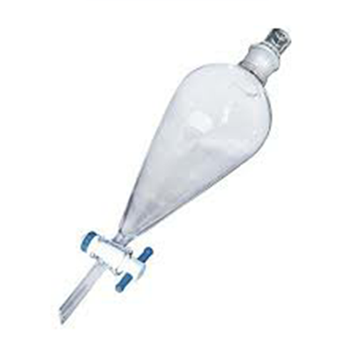 5819. EMBUDO DE SEPARACION DE VIDRIO 500ML FORMA PERA C/LLAVE DE TEFLON Y TAPON ESMERILADO - PYREX