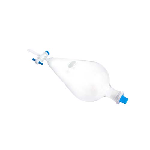 15221. EMBUDO DE SEPARACION DE VIDRIO 1LT FORMA PERA C/LLAVE TEFLON Y TAPON DE POLIETILENO - PYREX