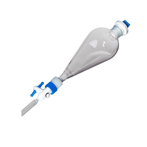 11532.EMBUDO DE SEPARACION DE VIDRIO 500ML FORMA PERA C/LLAVE TEFLON Y TAPON DE POLIETILENO - PYREX