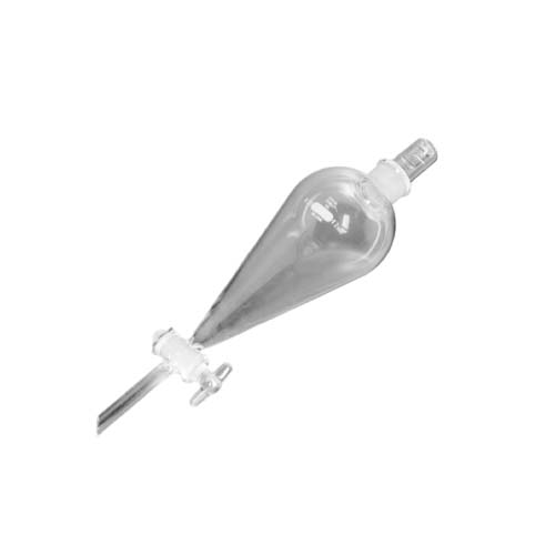 15217. EMBUDO DE SEPARACION DE VIDRIO 125ML FORMA PERA DOBLE JUNTA 14/20 LLAVE TEFLON P/KIT DE QUIMICA ORGANICA - PYREX