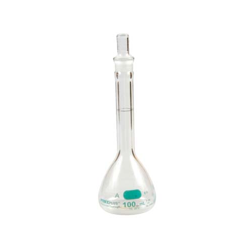 14997. MATRAZ AFORADO DE VIDRIO 500ML CLASE A RECUBIERTO C/TAPON CONICO ESTANDAR DE VIDRIO - PYREX PLUS