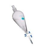 1245. EMBUDO DE SEPARACION DE VIDRIO FORMA PERA 2L LLAVE TEFLON TAPA VIDRIO CUBIERTA PROTECTORA PLUS - PYREX
